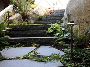 Black basalt stone risers