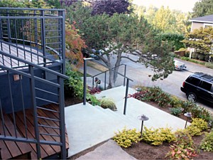 Entry stairs and metal hand rails