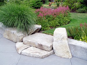 Stone steps to upper lawn